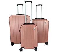 Luggage Sets 3 Piece - Hardshell Suitcase Set of 3 Suitcases - Lightweight Suitcase Sets with Lock - Large Medium Small Suitcases Cabin Size 4 Wheels - Case and Hand Luggage Set (Rose Gold, Set of 3)