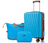 Luggage Sets 5 Piece Suitcases with Wheels,ABS Hard Case Suitcases with Spinner Wheels, TSA Lock, Durable Travel Luggage(Beige, 5-Piece Set(20"/24"/28")), Sky Blue, 3 Piece Sets (20/DB/TB)