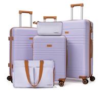 Luggage Sets 5 Piece Suitcases with Wheels, ABS Hardside Suitcase Sets with TSA Lock, Carry On Luggage, Checked Luggage & Large Suitcase, Lightweight Durable Travel Suitcase for Men Women, 20"/24"/28