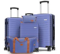 Luggage Sets 5 Piece Suitcases with Wheels, Suitcase Set ABS Hard Case Luggage with Spinner Wheels Durable Travel Luggage, SlateBlue, ABS 5 Piece Sets (20/24/28/DB/TB), Hardside Luggage With Double
