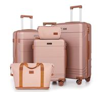 Luggage Sets 5 Piece with Spinner Wheels, Lightweight Hardshell Suitcases Set with Handbags, Toiletry bags, Carry On Travel Set with Durable ABS Hard Case, RoseGold, 5 Piece Sets (20/24/28/DB/TB)
