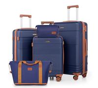 Luggage Sets 5 Piece with Spinner Wheels, Lightweight Hardshell Suitcases Set with Handbags, Toiletry bags, Carry On Travel Set with Durable ABS Hard Case, DarkBlue, 5 Piece Sets (20/24/28/DB/TB)