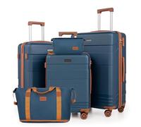 Luggage Sets 5 Piece with Spinner Wheels, Lightweight Hardshell Suitcases Set with Lock for Men and Women, Carry on Luggage Travel Set with Durable ABS Hard Case, Navy, 5 Piece Sets (20/24/28/DB/TB)