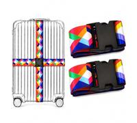Luggage Straps for Suitcases 2 Pack, Adjustable Suitcase Belt 106-196 cm, Bright Pattern Travel Luggage Strap for Easy Identification, Heavy Duty Polyester with Quick Release Buckle (Vivid Prism)