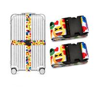 Luggage Straps for Suitcases 2 Pack, Adjustable Suitcase Belt 106-196 cm, Bright Pattern Travel Luggage Strap for Easy Identification, Heavy Duty Polyester with Quick Release Buckle (LOL)