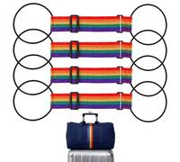 Luggage Straps for Suitcases, Adjustable Suitcase Straps and Luggage Belt Connector Set, Rainbow Coloured Elastic Bands, 40 by 12 cm Dimensions