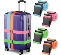 Luggage Straps - Mixed Colour, 78" Long, 2 Inches Wide, 4 Pack - Adjustable Nylon Belt for Travel Suitcases & Bags - by Mifflin
