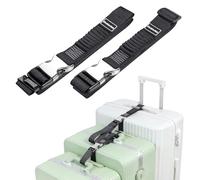 Luggage Straps, Stretchable Luggage Connector Straps for Suitcases, Metal Buckle Add A Bag Adjustable Attachment Accessories Belts (Black, Large)
