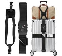 Luggage Straps with TSA Approved Luggage Locks - 2 Pack Set Suitcase Straps & Add A Bag Gurt, Luggage Belt with Lock for University Packing Essentials, Business Travel, Flight Suitcase Accessories