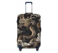 Luggage Suitcase Covers, Black Chinese Dragon Elastic Washable Travel Luggage Protector Anti Scratch Travel Suitcase Protective Cover For Kid And Adult, Fits 18-32 Inch Luggage, Black, M