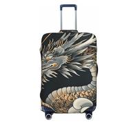 Luggage Suitcase Covers, Black Oriental Dragon Elastic Washable Travel Luggage Protector Anti Scratch Travel Suitcase Protective Cover For Kid And Adult, Fits 18-32 Inch Luggage, Black, XL