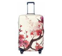 Luggage Suitcase Covers, Japanese Spring Plum Floral Elastic Washable Travel Luggage Protector Anti Scratch Travel Suitcase Protective Cover For Kid And Adult, Fits 18-32 Inch Luggage, Black, XL