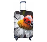 Luggage Suitcase Covers, Ladybug On Daisy Flower Elastic Washable Travel Luggage Protector Anti Scratch Travel Suitcase Protective Cover For Kid And Adult, Fits 18-32 Inch Luggage, Black, S