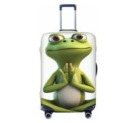 Luggage Suitcase Covers, The Funny Frog Doing Yoga Elastic Washable Travel Luggage Protector Anti Scratch Travel Suitcase Protective Cover For Kid And Adult, Fits 18-32 Inch Luggage, Black, S