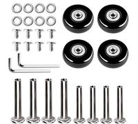 Luggage Suitcase Replacement Wheels 360 Spinner Wear Resistant Rubber Caster Deluxe Repair Tool Kits with Metal Bearings Axles/, Black 30PCS, 4X4CM
