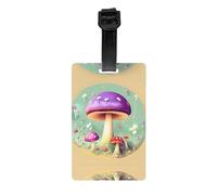 Luggage Suitcase Tags Identifiers - Luggage tag Holders for Privacy Protection Travel Bag Labels Print Purple Dream Mushroom