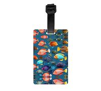 Luggage Suitcase Tags Identifiers - Luggage tag Holders for Privacy Protection Travel Bag Labels Print Submarine Reef Fish