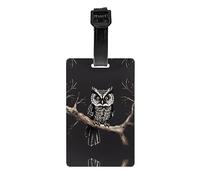 Luggage Suitcase Tags Identifiers - Luggage tag Holders for Privacy Protection Travel Bag Labels Print Late Night Owl