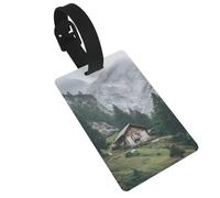 Luggage Tag Charming Mountain Cottages in The Austrian Alps Hangtags, PVC Suitcase Tags, Privacy Cover, Fashionable Cute Travel Bag Tags, Men Women