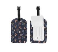 Luggage Tag Floral Meadow Dandelion Berries Suitcase Travel Baggage Tag Leather 1 Piece