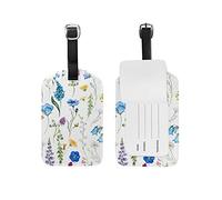 Luggage Tag Flower Cornflower Dandelion Chamomile Clover Suitcase Travel Baggage Tag Leather 1 Piece