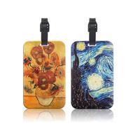 Luggage Tag for Suitcases with Name ID Card Holder, Van Gogh Travel Tags Bag Tag & Name ID Identifiers for Luggage Name Tag with Soft Black Strap Loop, 2 Pack Label20250928