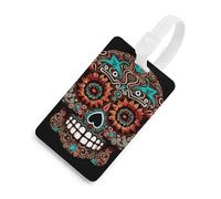 Luggage Tag Privacy Protection Bag Tags Sugar Skulls Day of The Dead Travel Suitcase Tags Travel Accessories Essential for Suitcases