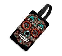 Luggage Tag Privacy Protection Bag Tags Sugar Skulls Day of The Dead Travel Suitcase Tags Travel Accessories Essential for Suitcases