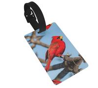 Luggage Tag with Full Back Privacy Cover â€“ Beautiful red Bird Print Secure ID Identifier for Travel, Suitcases, and Backpacks