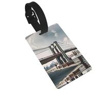 Luggage Tag with Full Back Privacy Cover â€“ Brooklyn Bridge s Print Secure ID Identifier for Travel, Suitcases, and Backpacks