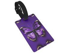 Luggage Tag with Full Back Privacy Cover â€“ Cute Purple Butterfly Print Secure ID Identifier for Travel, Suitcases, and Backpacks