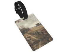 Luggage Tag with Full Back Privacy Cover â€“ Farm with Deer Print Secure ID Identifier for Travel, Suitcases, and Backpacks