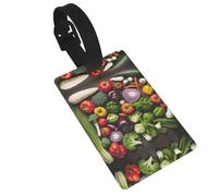 Luggage Tag with Full Back Privacy Cover â€“ Introduction of Various Vegetables Print Secure ID Identifier for Travel, Suitcases, and Backpacks