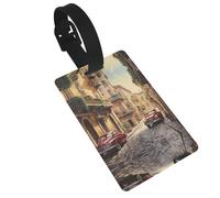 Luggage Tag with Full Back Privacy Cover â€“ Italian Street Print Secure ID Identifier for Travel, Suitcases, and Backpacks