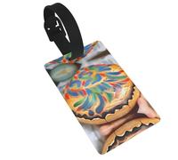 Luggage Tag with Full Back Privacy Cover â€“ Painted Bread Print Secure ID Identifier for Travel, Suitcases, and Backpacks