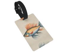 Luggage Tag with Full Back Privacy Cover â€“ Safflower Flying Fish Print Secure ID Identifier for Travel, Suitcases, and Backpacks