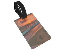 Luggage Tag with Full Back Privacy Cover â€“ Sunset at The Beach Print Secure ID Identifier for Travel, Suitcases, and Backpacks