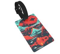 Luggage Tag with Full Back Privacy Cover â€“ Volcano Bloom Print Secure ID Identifier for Travel, Suitcases, and Backpacks