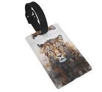Luggage Tag with Full Back Privacy Cover - Leopard Print Print Secure ID Identifier for Travel, Suitcases, and Backpacks
