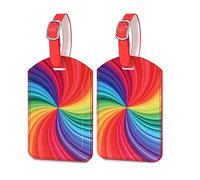 Luggage Tags,2 Pcs Leather Baggage Labels,Luggage Tags for Suitcases,Travel Luggage Tag with Name ID Card for Luggage Cruise Waterproof Travel Accessories (Spinning Rainbow)