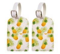 Luggage Tags, 2 Pcs PU Leather Baggage Labels Luggage Labels Luggage Tags for Suitcases with Name ID Card, Travel Accessories for Travel Bag, Preventing Loss of Bags (Pineapple)