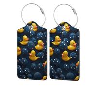 Luggage Tags 2 PCS Waterproof Suitcase Tags ID Tags with Steel Loop 3D Yellow Duck Luggage Tags for Suitcases Travel Luggage Labels