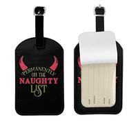 Luggage Tags 2pc, Permanently On The Naughty List, Travel Tags, Id Labels, Name Card Holder for Baggage Bags Suitcases Backpacks