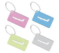 Luggage Tags, 4 Pcs Aluminum Alloy Baggage Labels, Suitcase Tag with Name Address Tel Email Labels, for Travel Bag, Checked Luggage, Suitcases, Laptop Bags, Backpacks (7.5 x 4.5 cm, 4 Colours)