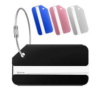 Luggage Tags, 4Pcs Aluminum Alloy Baggage Labels, Suitcase ID Tag Set, Handbag Tag Labels Travel Accessories for Checked Luggage, Hand Luggage and Handbags - Multi-Color
