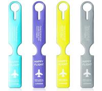 Luggage Tags - 4Pcs PVC Travel Tags with Name Address Phone Number Labels Anti-Lost Suitcase Tags for Travel Business Trip