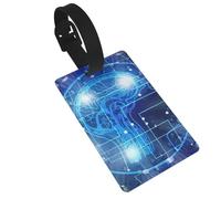 Luggage Tags Artificial Intelligence Brain Print Suitcase Labels Bag Tags Travel Accessories Essential Bag ID Name Card for Travel Handbag Backpack & Sports Identifier