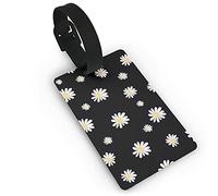 Luggage Tags Black Daisy PVC Name Tag Travel Suitcase Identifier ID Tags Durable Luggage Label