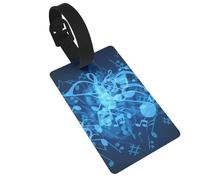 Luggage Tags Blue Musical Notes Print Suitcase Labels Bag Tags Travel Accessories Essential Bag ID Name Card for Travel Handbag Backpack & Sports Identifier