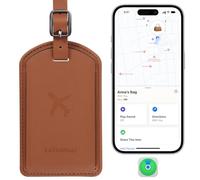 Luggage Tags Built-in Anti-Loss Tracker, Luxury Leather Luggage Tags for Suitcase, Travel Bags, Backpacks, Travel Organizer for Lost Baggage Prevention, Brown, Classic